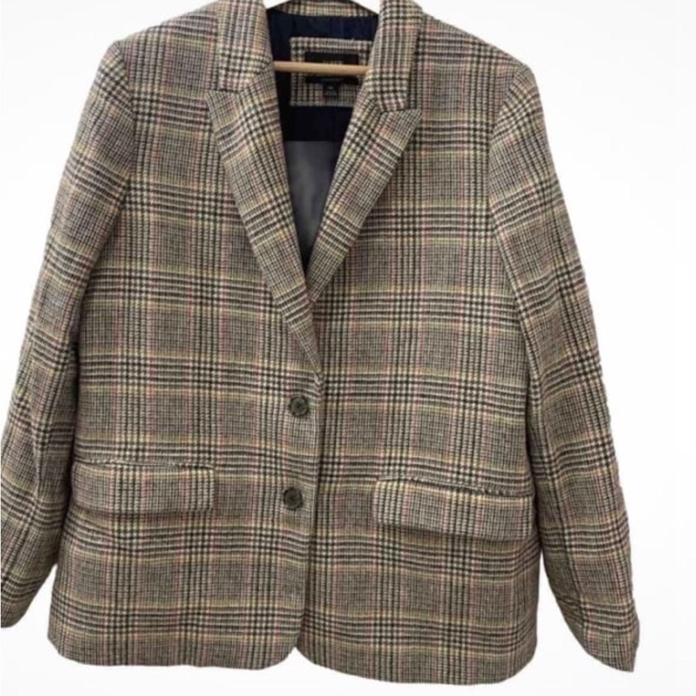 J Crew Sommerset Glen Plaid English Moon Wool Blazer Plus Sz 16 Preppy Workwear